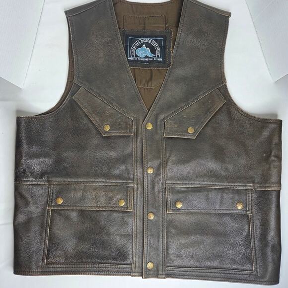 Vintage Men's Himalaya Motor Bike Wear Leather Motorcycle Riding Vest - Picture 1 of 14